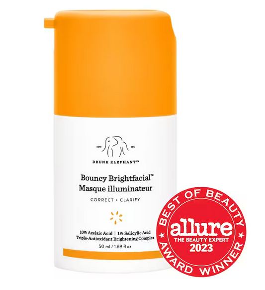 Drunk Elephant Bouncy Brightfacial Brightening Mask with 10% Azelaic Acid + 1% Salicylic Acid
